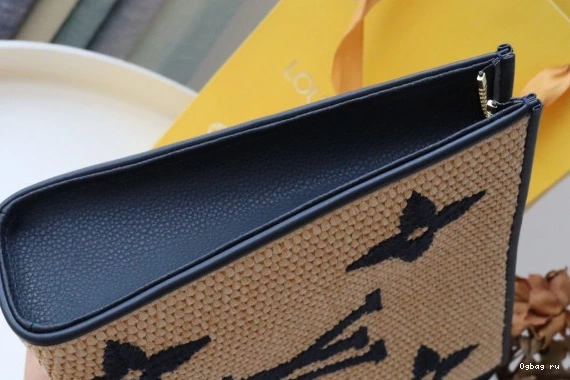 VUITTON Raffia Toiletry Monogram Pouch LOUIS 0729